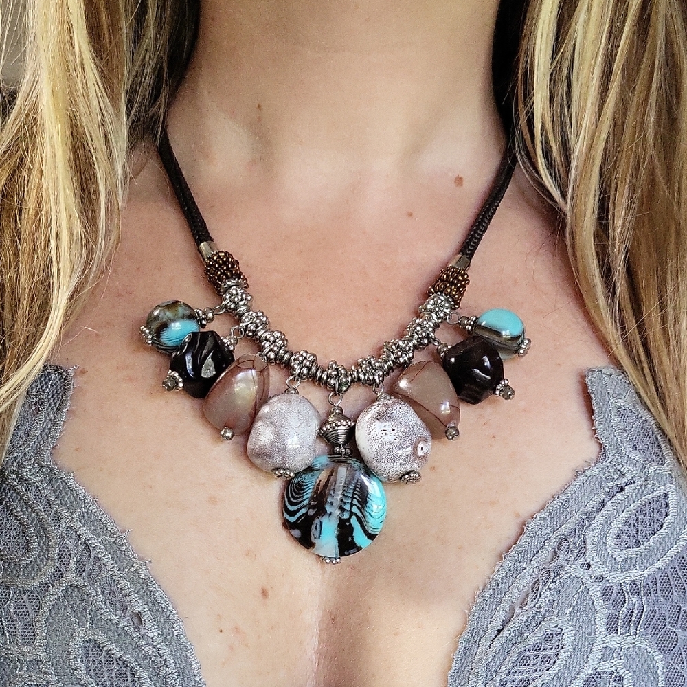 Chico's Boho Chunky Stones Statement Necklace